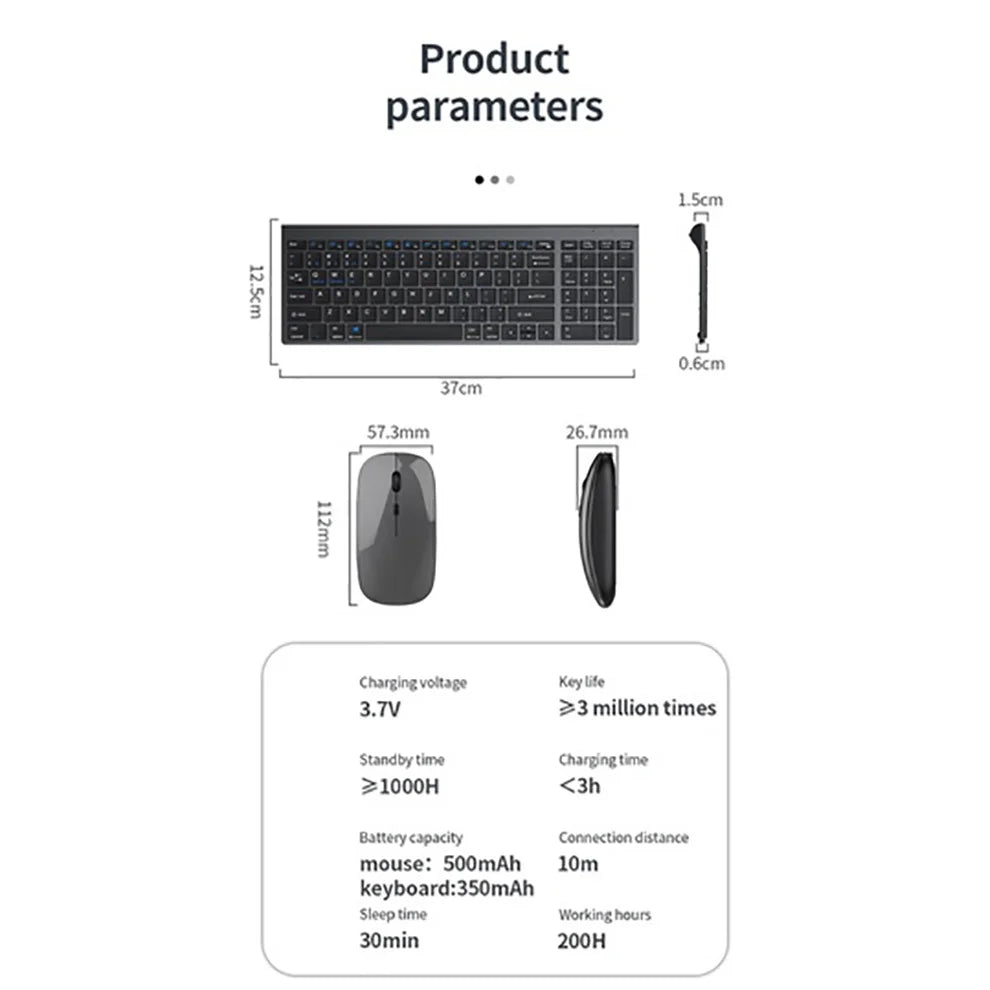 Bluetooth Keyboard and Mouse || Set for Laptop Computer 2.4G USB